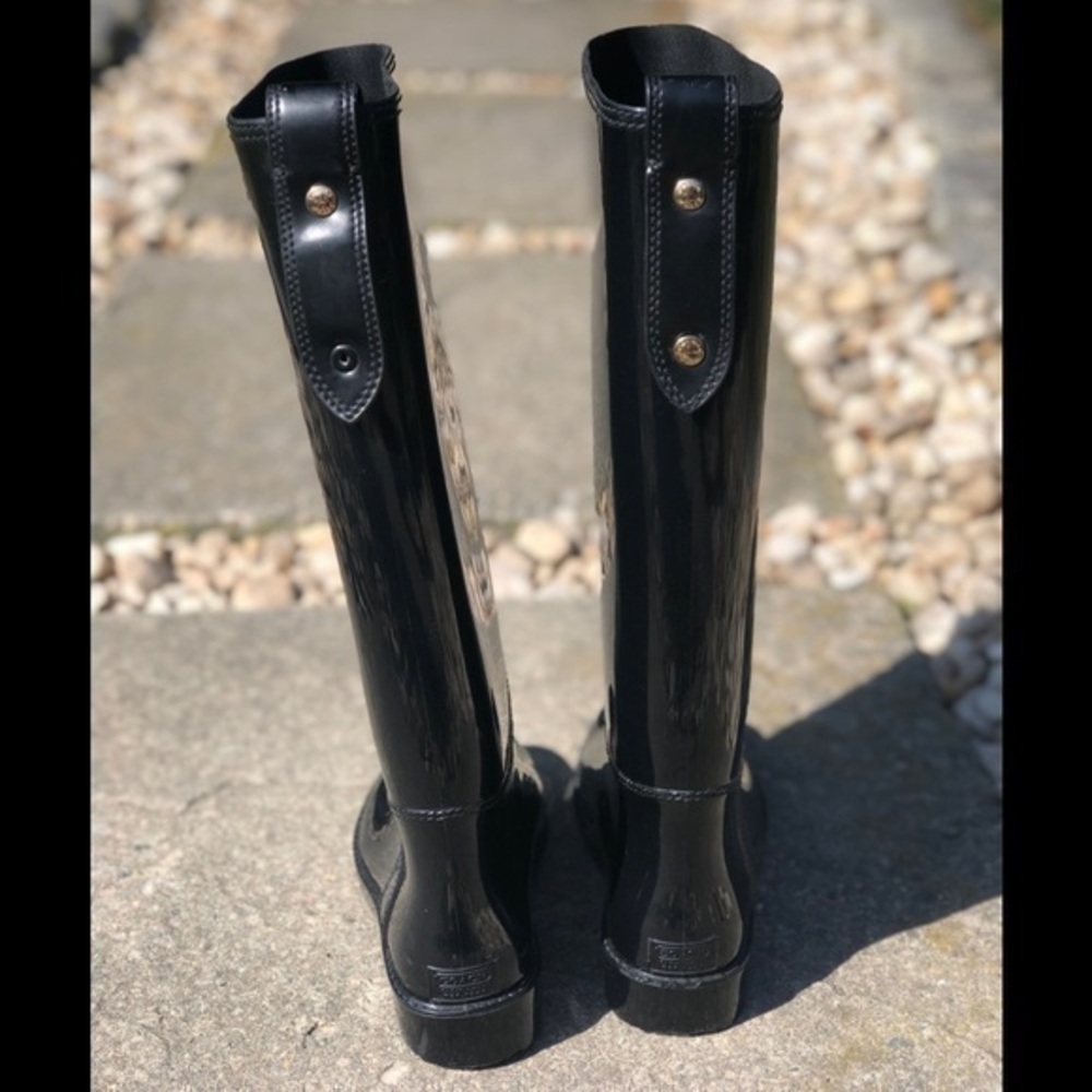 Coach black shiny rain boots Size 7 - Picture 5 of 12